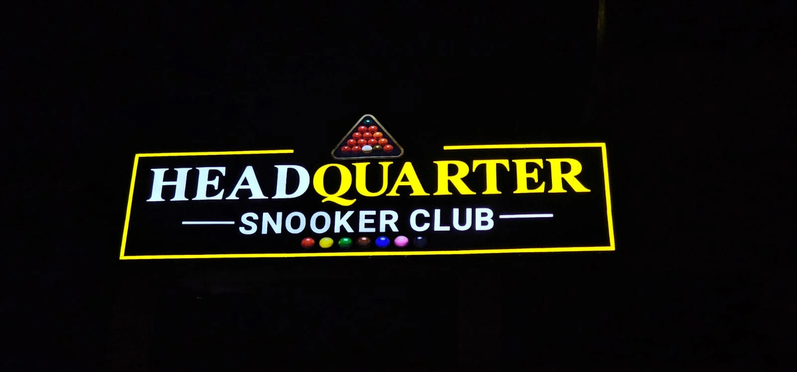 Headquarter Snooker Club illuminated sign board
